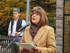 21 October 2018 National Assembly Speaker Maja Gojkovic at the unveiling of the memorial to the soldiers fallen in the Balkan wars and World War One in Gornja Trepca